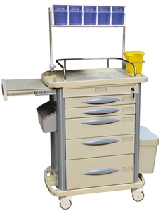 Изображение Movable Hospital ABS Anesthesia Cart Medical Trolleys With 5 Drawers