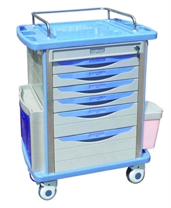 Colorful ABS Medicine Medical Trolleys With Four Aluminum Columns の画像