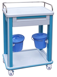 With 2 Dust Baskets ABS Clinical Medical Trolley Covered Soft Plastic Glass の画像