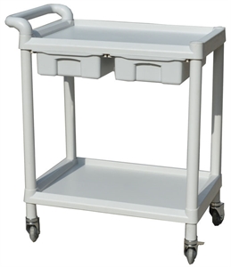 Picture of ABS Utility Two Layers Medical Trolleys With Two Drawers   Two Castors With Brake