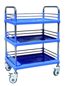 Picture of Three Layers Medical Trolleys With ABS Board   Stainless Steel Columns And Rails