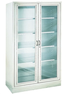 Picture of Silver Medical Cupboard Stainless Steel Medical Trolley With Glass Door