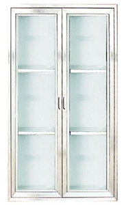 Image de Stainless Steel Trolley Medical Cupboard 2-Steel Fram Door With Glass