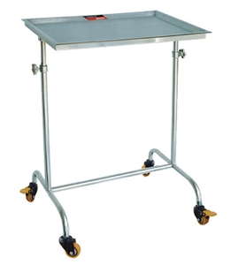 Picture of Four Wheels Height Adjustable Stainless Steel Medical Trolley Hospital Mayo Table