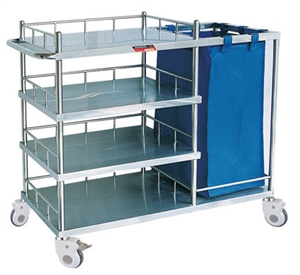 Picture of 4 Layers Stainless Steel Medical Linen Trolleys With Waterproof Dust Bag