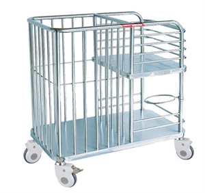 Picture of Easy Clean Stainless Steel Frame Medical Trolley Linen For Hospital