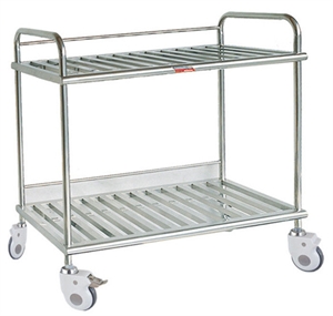 Picture of Two Layer Movable Stainless Steel Medical Trolley 12 X 6 X 11dm
