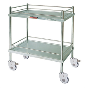 Image de Two Layer Side Rail Stainless Steel Medical Trolley With Two Decks