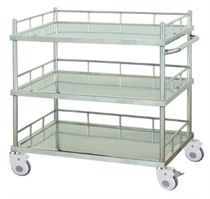 Picture of Three Layers With Side Rail Stainless Steel Frame Medical Instrument Trolley