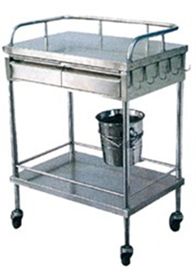 Image de Two Layers With Hooks Stainless Steel Medical Instrument Trolley One Bucket