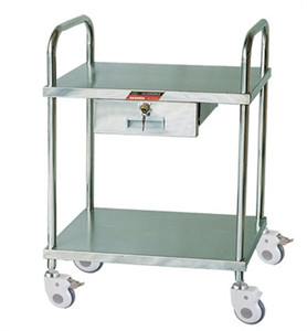 Picture of 2 Layers 304 Stainless Steel Medical Instrument Trolley With One Drawer