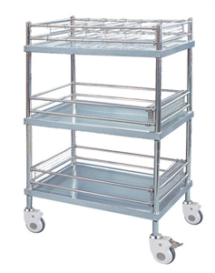 Picture of Stainless Steel Medical Instrument Trolley 3 Layers With Side Rails