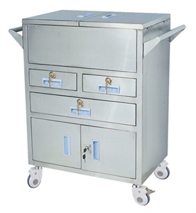 Four Wheels With Drawer 304 Stainless Steel Medical Trolley Anti-Rust