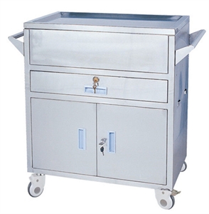 SS304 Emergency Treatment Stainless Steel Medical Trolley With 4 Silent Wheels の画像