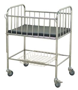 Stainless Steel Hospital Infant Bed / Baby Crib With Dia 125mm Wheels の画像