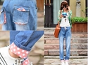 Изображение Wholesale 2013 New Blue Color Casual Woman Skinny Jeans G114