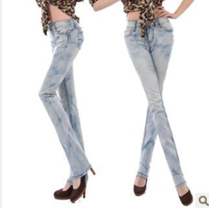 Image de white colour lady straight jeans WS001