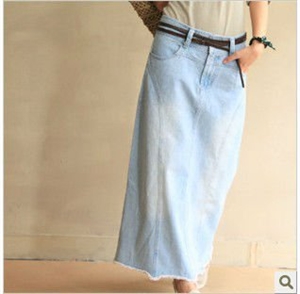 light colour long lady jeans dress LS010 の画像