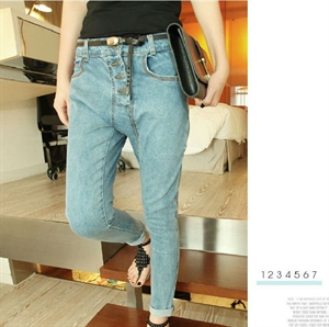Picture of leisure lady jeans with button waist design FW006