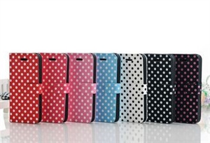 Image de PU Leather iPhone 5C Protective Cases With 2 Credit Card Slot and Polka Dots