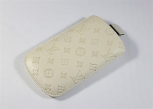 Picture of New Arrial LV iPhone 4 leather case black with LV logo on it