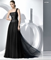 Изображение LE39 2012 Hot Sale Custom Made Sleeveless One Shoulder Pleated Tulle Evening DressLE39