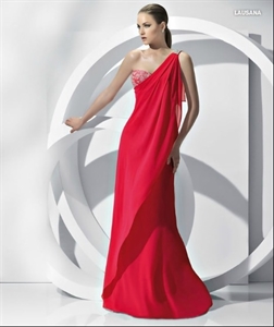 LE10 2012 Hot Sale Custom Made One Shoulder Arabic beaded Evening DressLE10