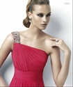 LE25 2012 Hot Sale Custom Made One shoulder Pleated beaded Evening DressLE25 の画像