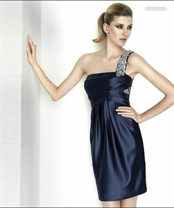 Picture of LE33 2012 New Fashion Custom Made One Shoulder Pleated Sheath Mini Party DressLE33