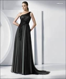 Picture of LE22 2012 Latest Hot Sale Custom Made One Shoulder Pleated Tulle Mother DressLE22