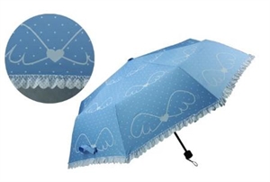 Picture of Lovely Wings Design Anti-uv Sun Parasol Folding Umbrella with Carry Sleeve